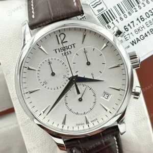 Tissot Chrono XL Krem Kronograf Kahve Deri Super Clone ETA Saat detay 5