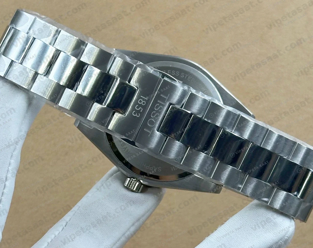 Tissot Gentleman Beyaz Kadran Çelik Super Clone ETA Saat detay 4