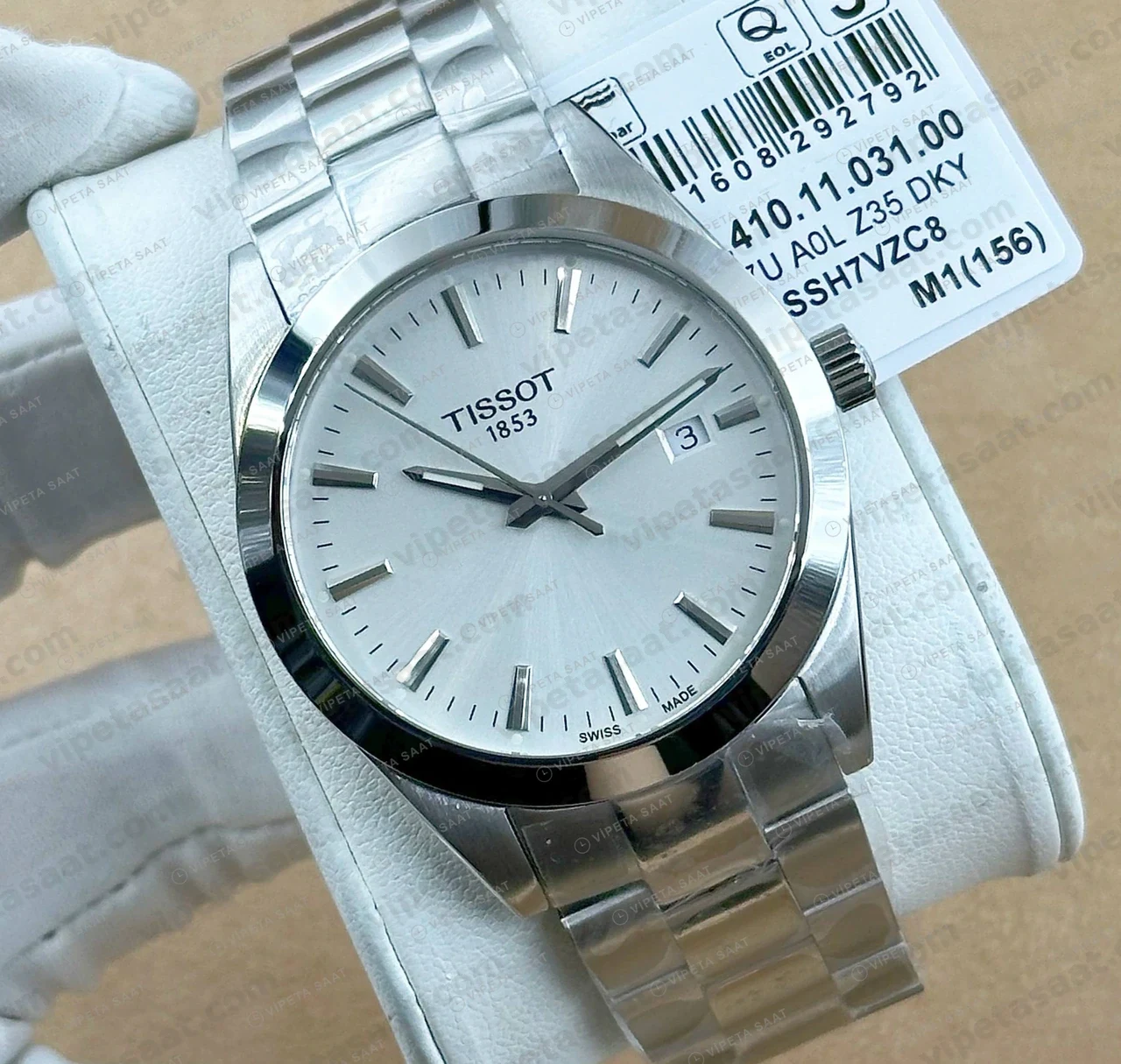 Tissot Gentleman Beyaz Kadran Çelik Super Clone ETA Saat detay 5