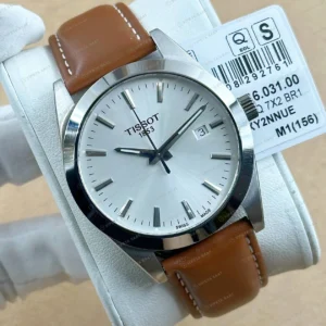 Tissot Gentleman Gümüş Kadran Kahve Deri Super Clone ETA Saat detay 3