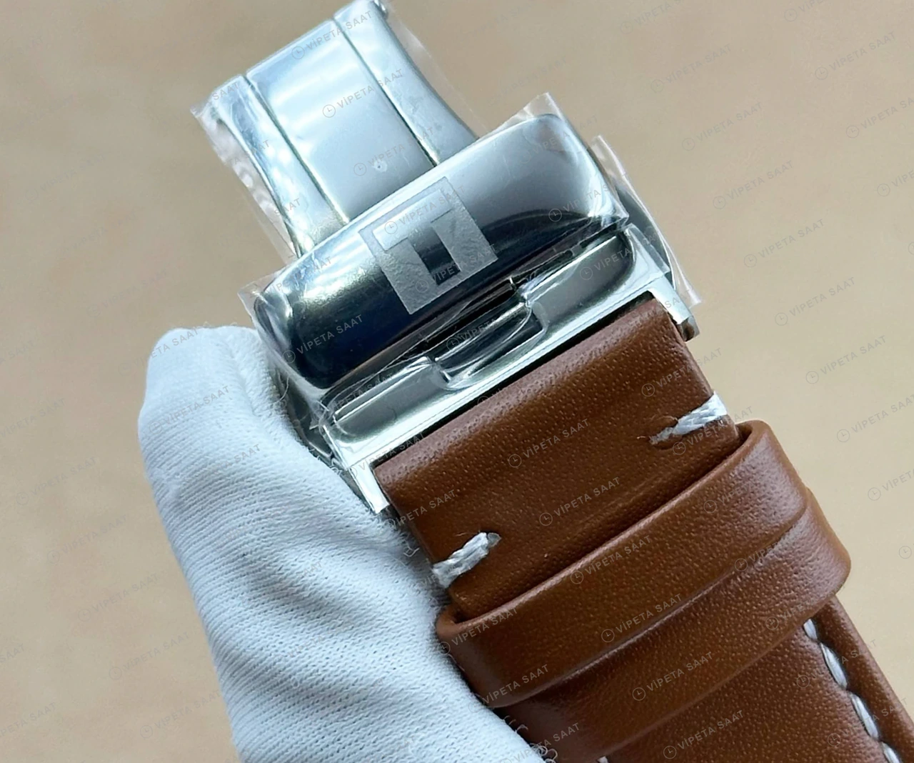 Tissot Gentleman Gümüş Kadran Kahve Deri Super Clone ETA Saat detay 6
