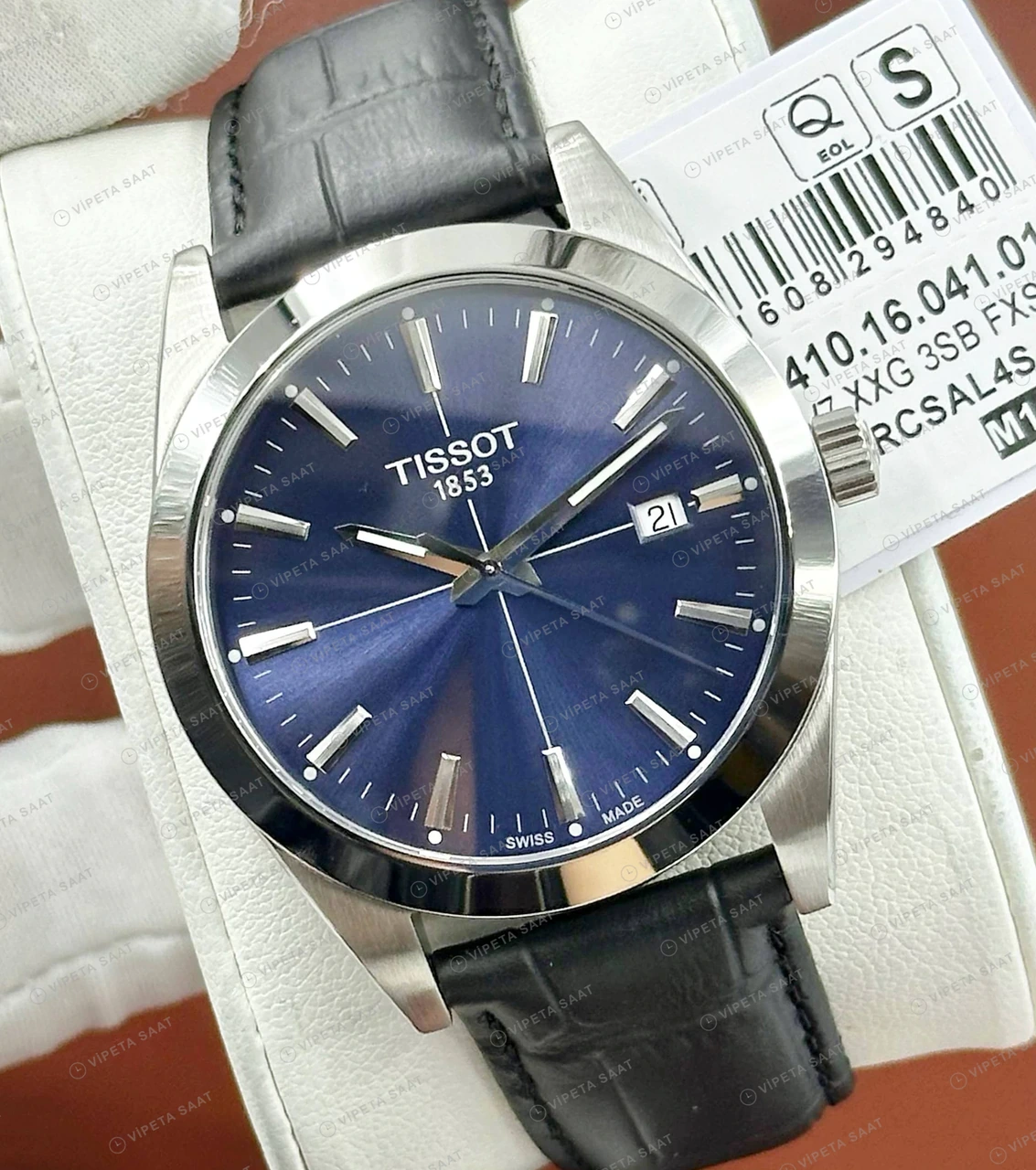 Tissot Gentleman Mavi Kadran Siyah Deri Super Clone ETA Saat detay 6