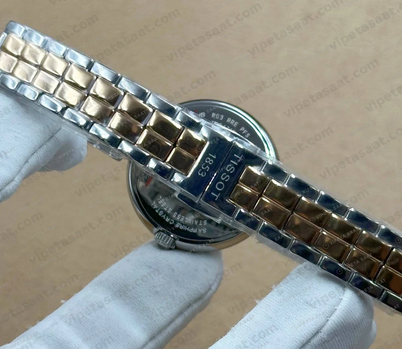 Tissot Lady Beyaz Sedef Altın Cift Renk Eta Saat profil