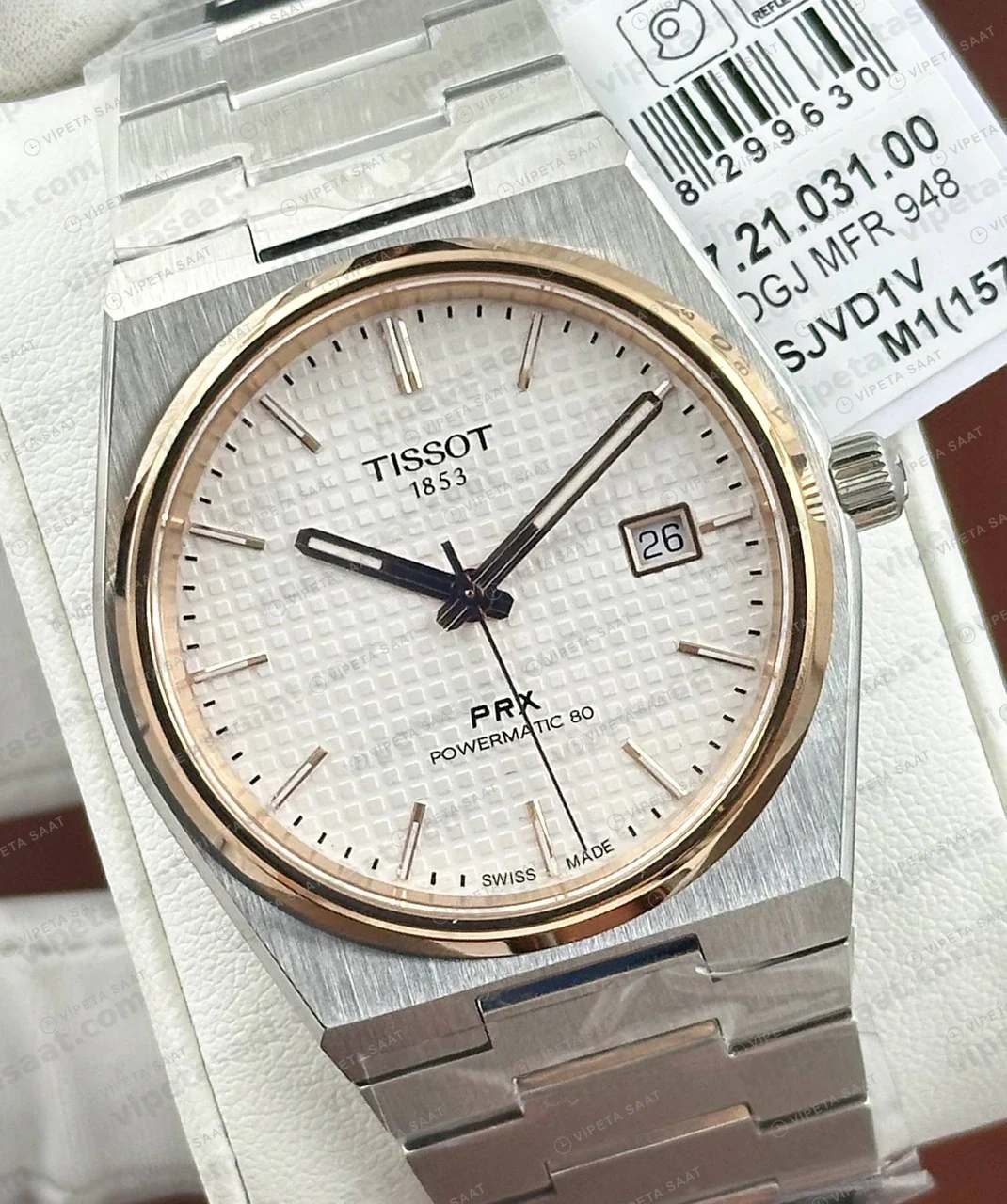 Tissot PRX Beyaz Rose Cift Renk Kadran Eta Saat