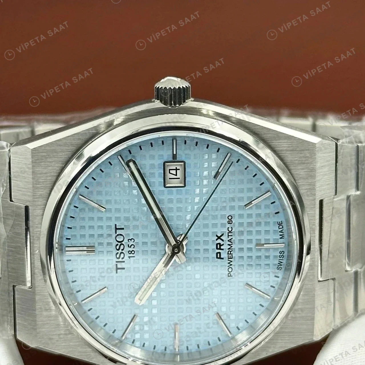 Tissot PRX Buz Mavisi Kronograf Çelik Eta Saat yan profil