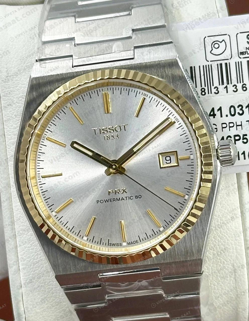 Tissot PRX Gümüş Altın Fluted Bezel Eta Saat