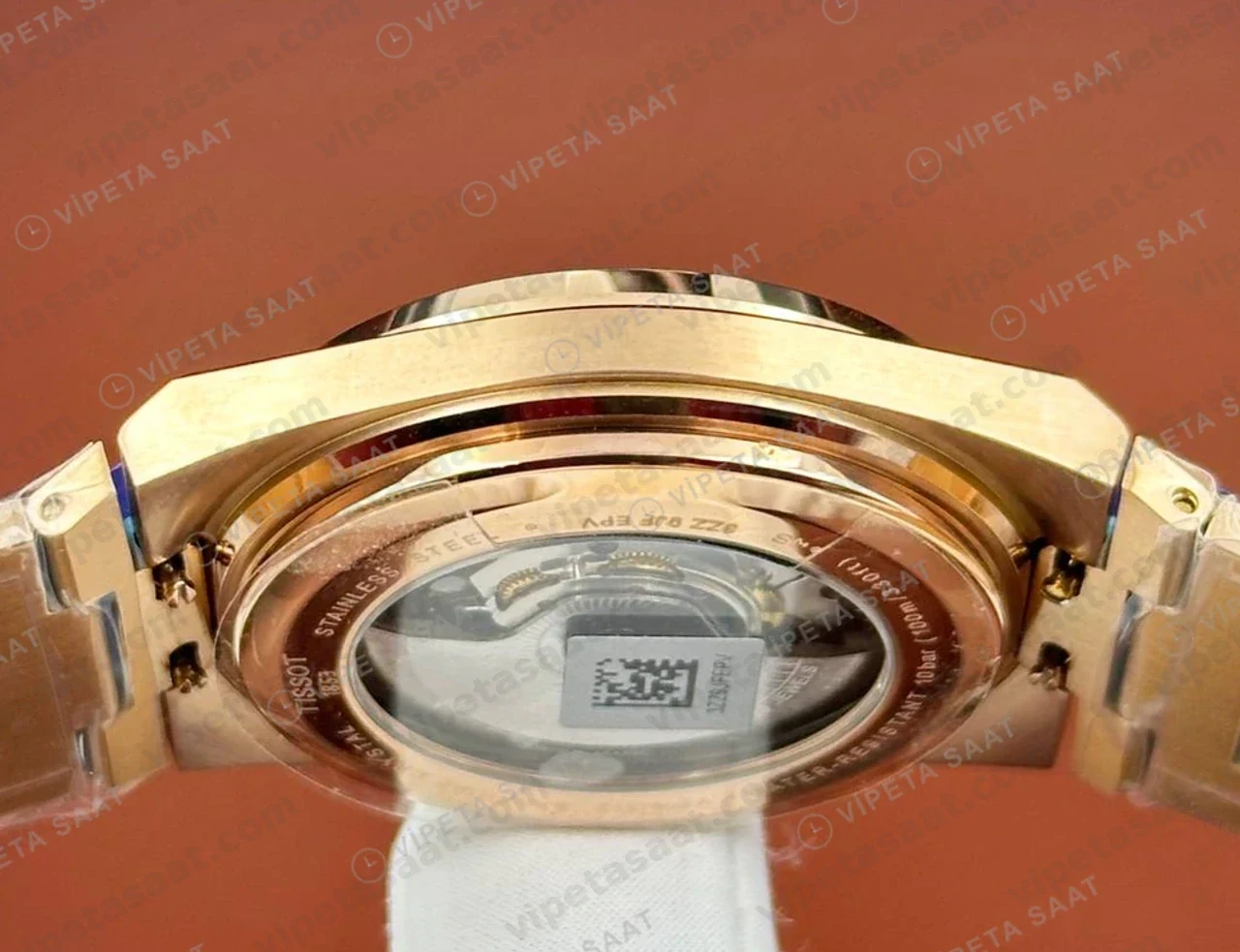 Tissot PRX Rose Gold Mavi Kronograf Çelik Eta Saat yan profil