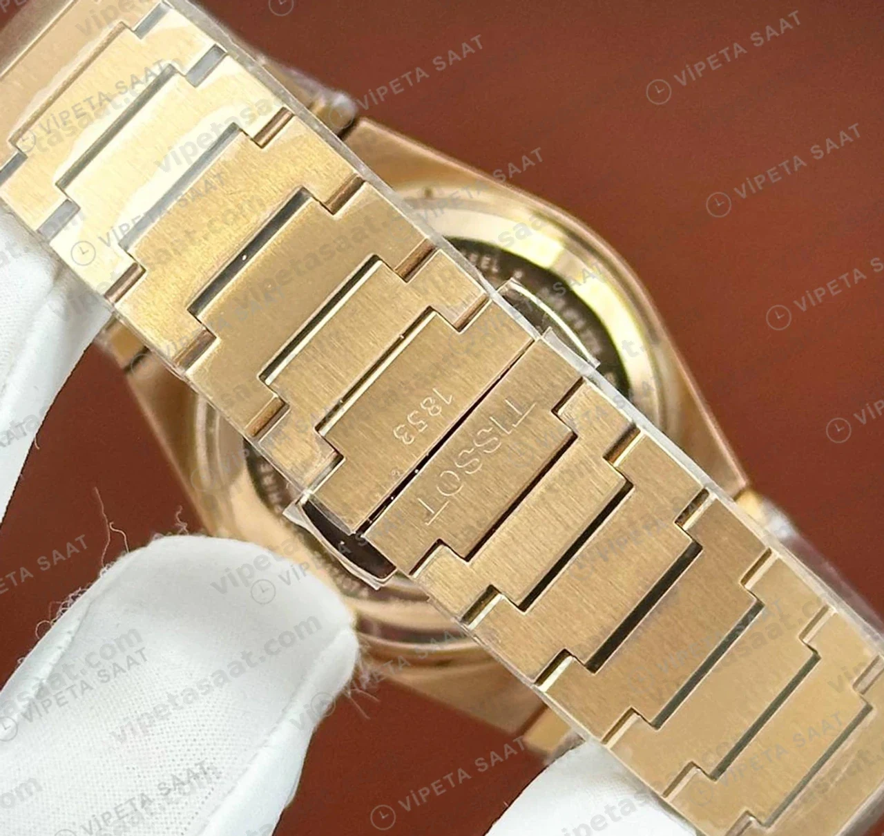 Tissot PRX Rose Gold Mavi Kronograf Çelik Eta Saat detay görünüm