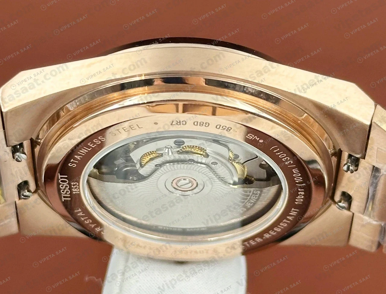 Tissot PRX Rose Mavi Cift Renk Kadran Eta Saat kadran detayı