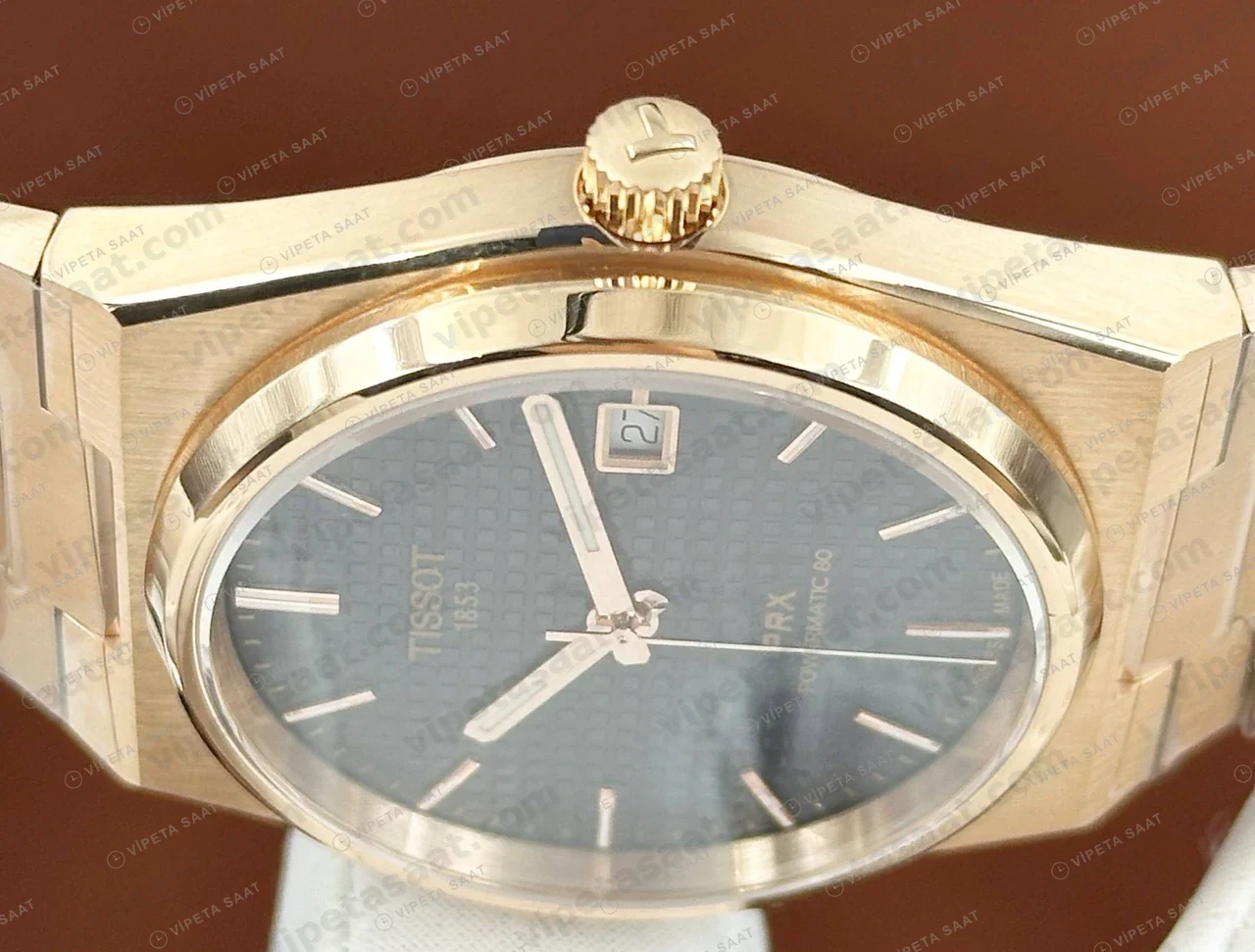 Tissot PRX Rose Mavi Cift Renk Kadran Eta Saat yan profil