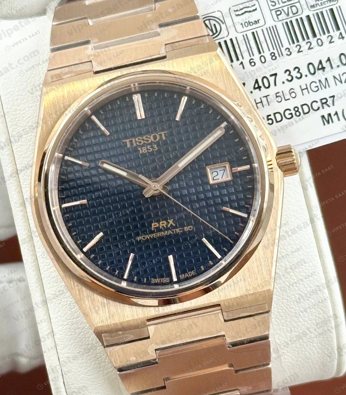 Tissot PRX Rose Mavi Cift Renk Kadran Eta Saat