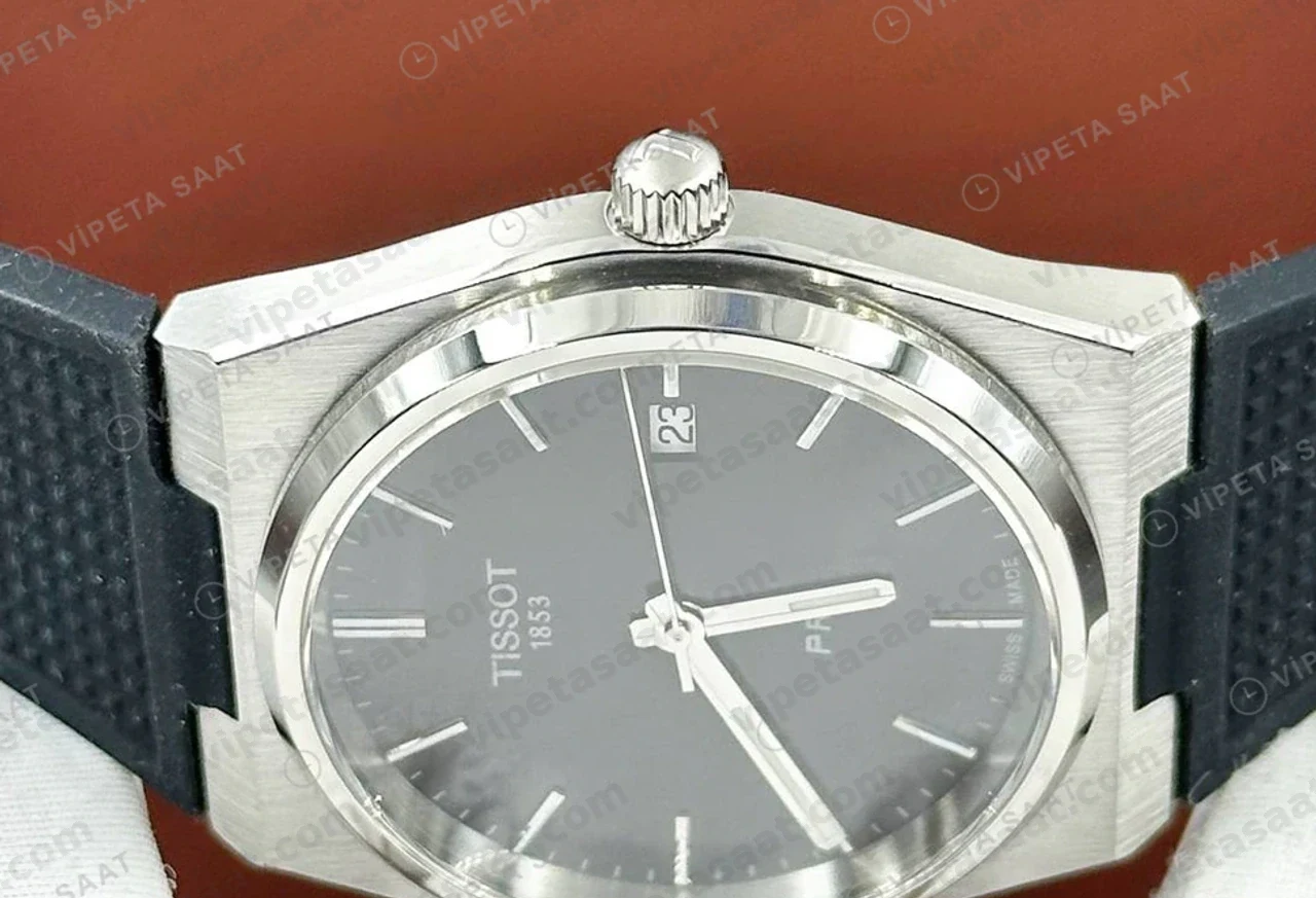 Tissot PRX Siyah Kadran Kauçuk Gunduz Eta Saat kordon detayı