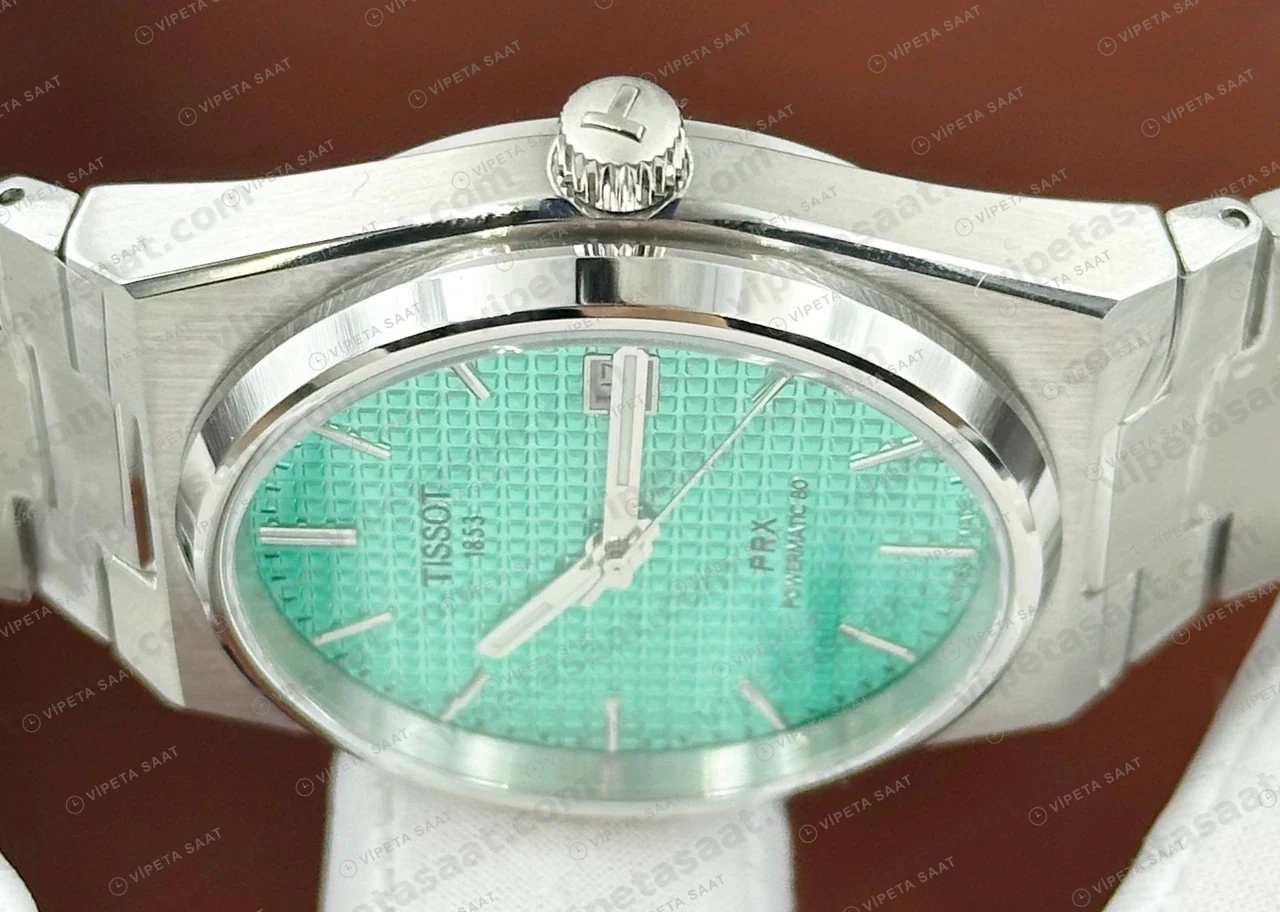 Tissot PRX Turkuaz Kadran Çelik Eta Saat kadran detayı
