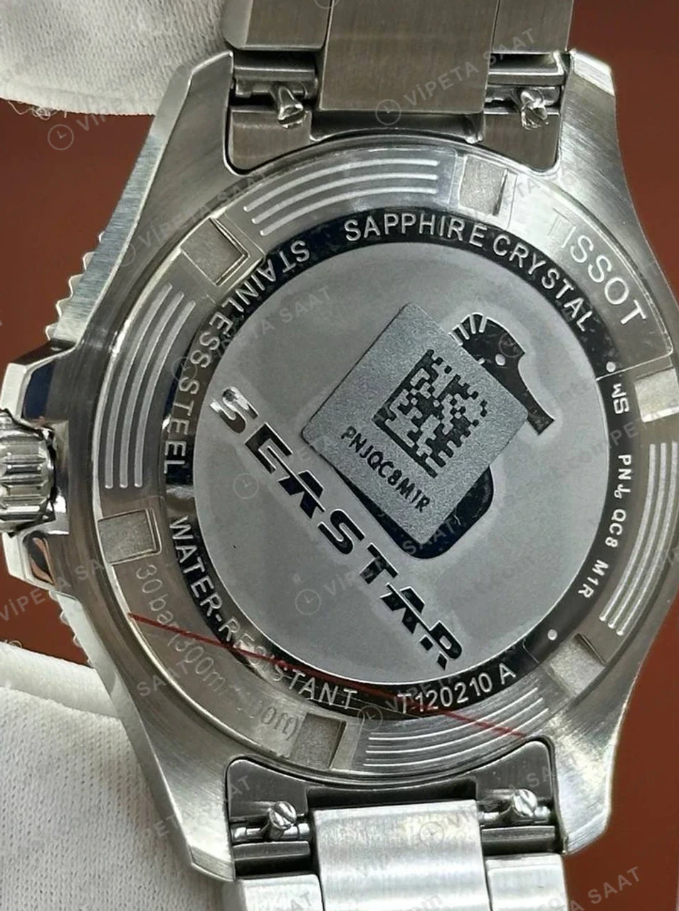 Tissot Seastar Beyaz Kadran Çelik Dalis Eta Saat kadran detayı