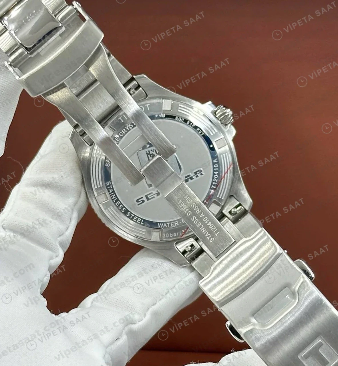 Tissot Seastar Mavi Kadran Çelik Dalis Eta Saat detay görünüm