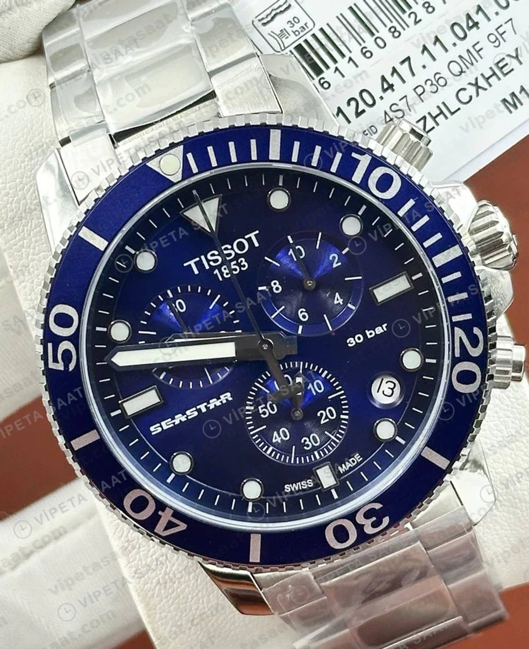 Tissot Seastar Mavi Kronograf Çelik Bileklik TIS0085 Saat Eta Saat