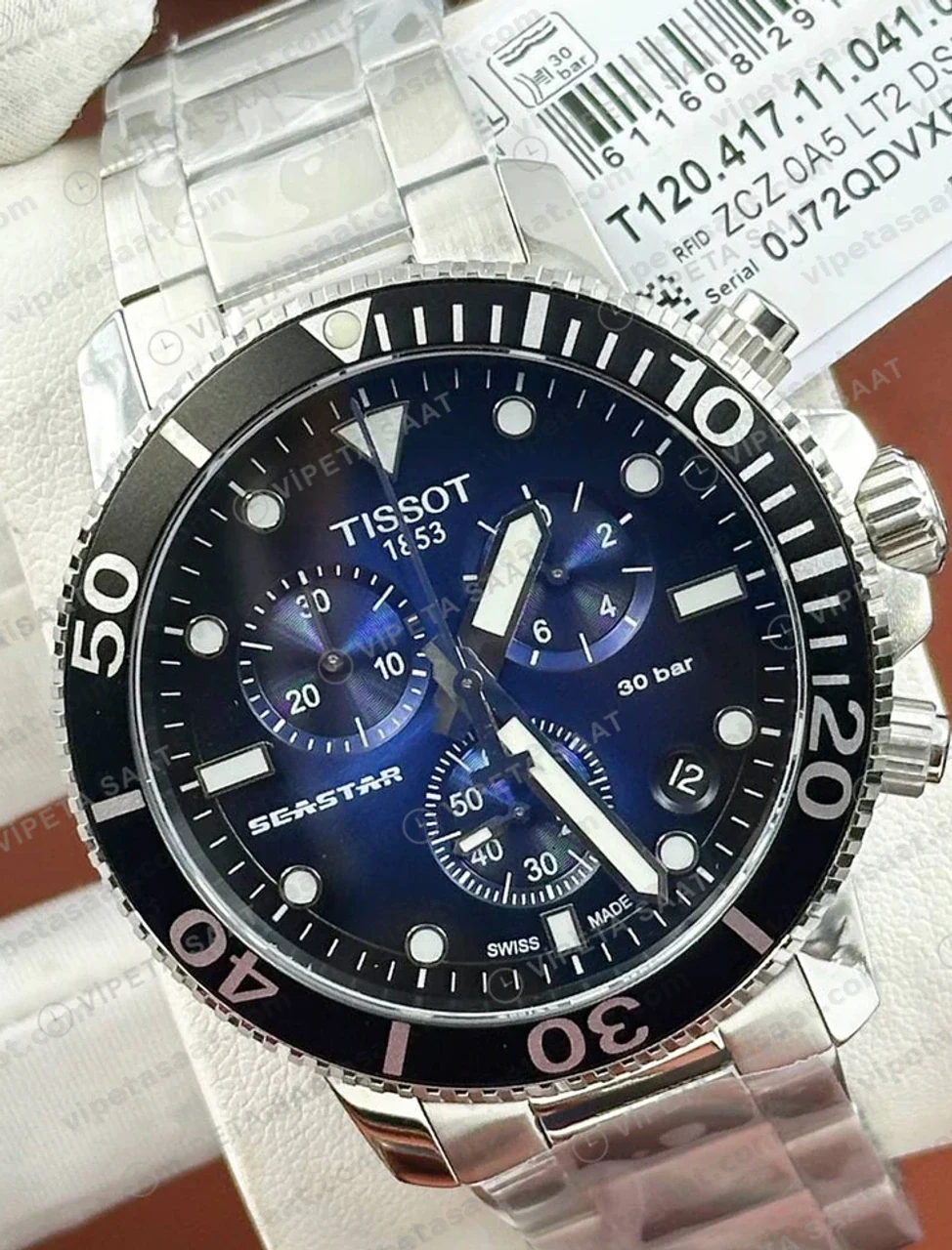 Tissot Seastar Mavi Kronograf Çelik Dalis Bileklik Eta Saat