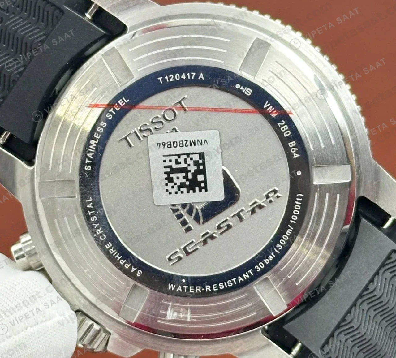 Tissot Seastar Mavi Kronograf Kauçuk Gece Eta Saat kordon detayı