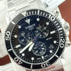 Tissot Seastar Siyah Kronograf Çelik Bileklik Gece Eta Saat