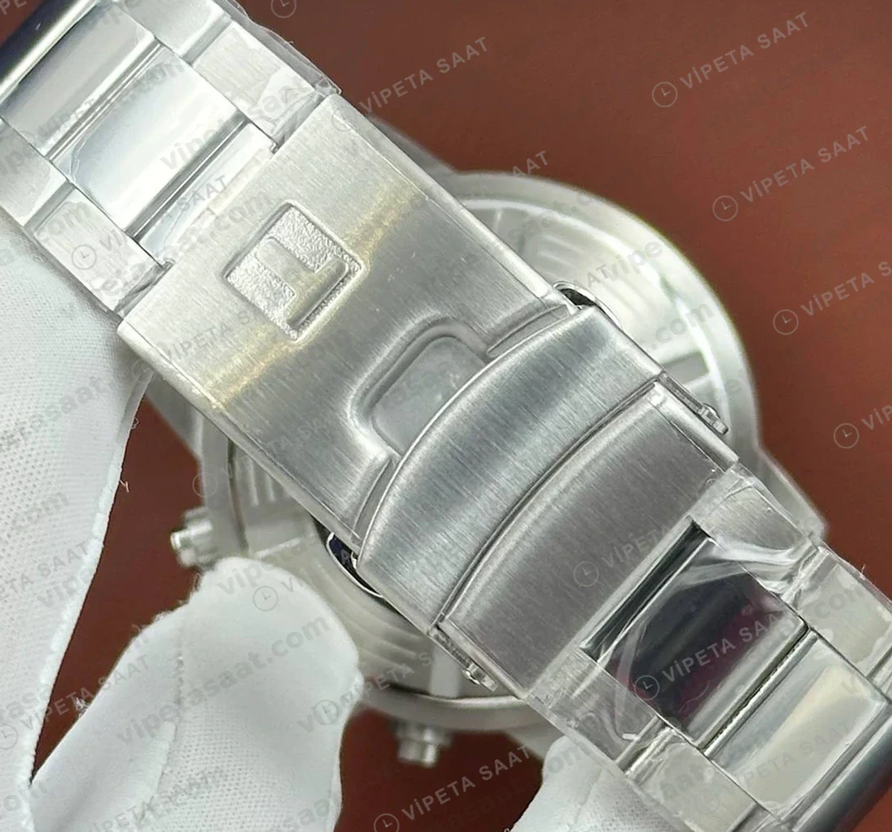 Tissot Seastar Siyah Kronograf Çelik Bileklik Gece Eta Saat detay görünüm