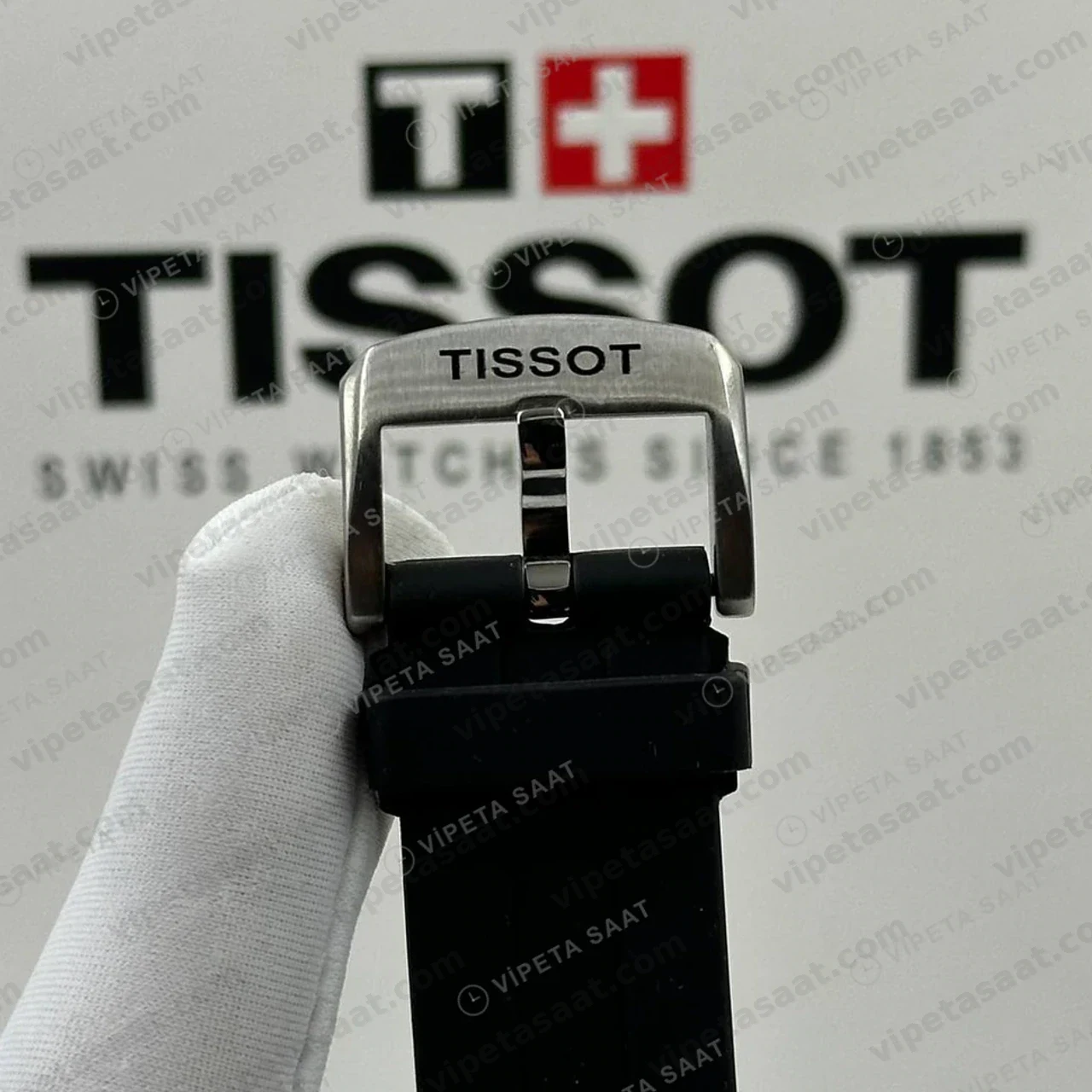 Tissot Seastar Siyah Kronograf Gri Kauçuk Eta Saat yan profil