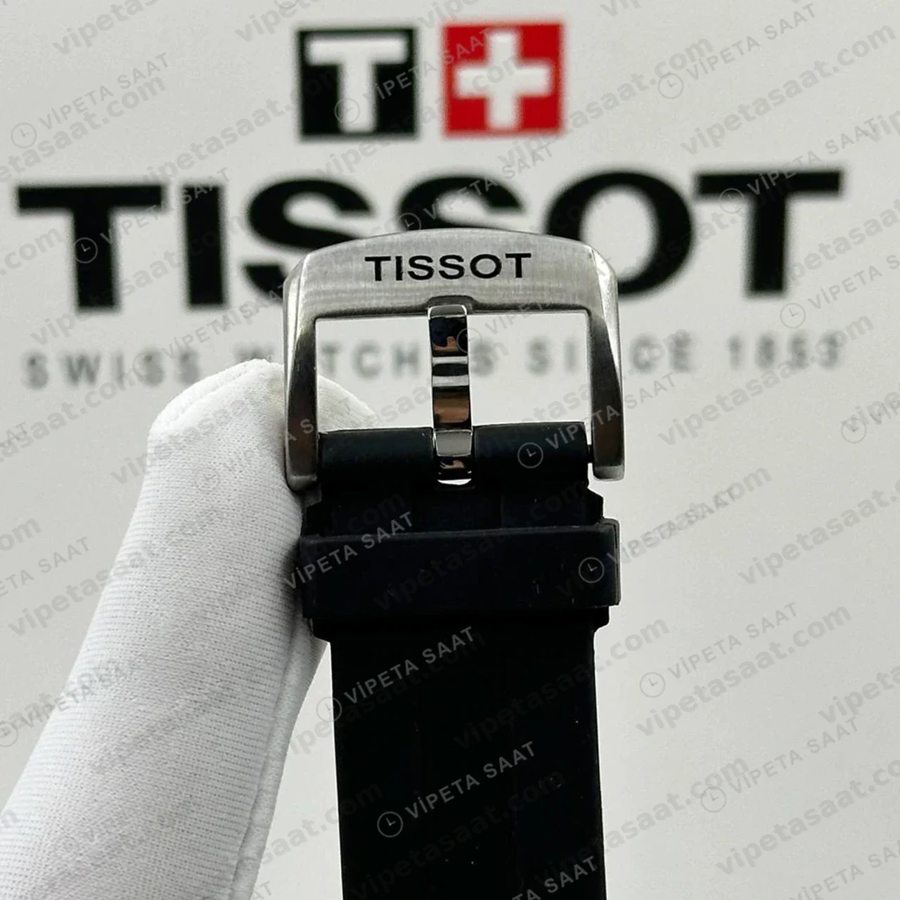 Tissot Seastar Siyah Kronograf Gri Kauçuk Eta Saat detay görünüm