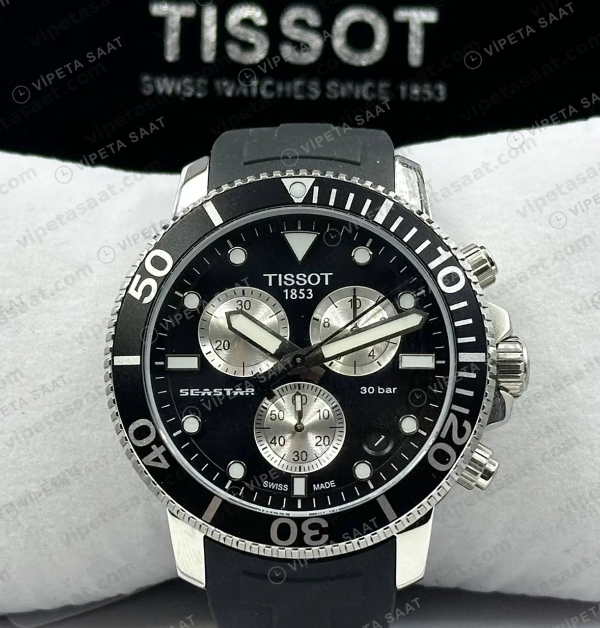 Tissot Seastar Siyah Kronograf Gri Kauçuk Eta Saat