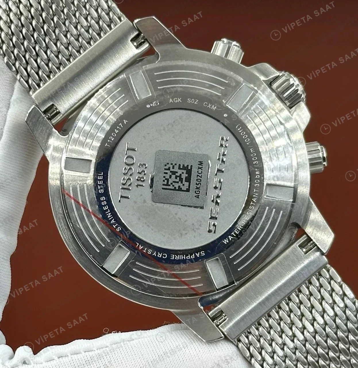 Tissot Seastar Siyah Kronograf Hasır Kordon Eta Saat kordon detayı