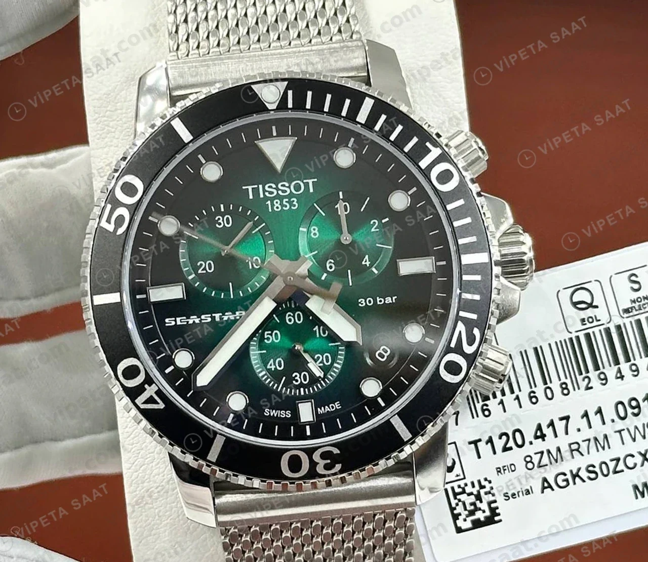 Tissot Seastar Siyah Kronograf Hasır Kordon Eta Saat