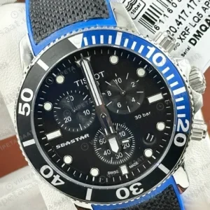 Tissot Seastar Siyah Kronograf Mavi Bezel Kauçuk Eta Saat