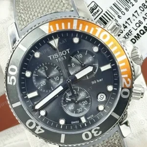 Tissot Seastar Siyah Kronograf Turuncu Hasır Kordon Eta Saat