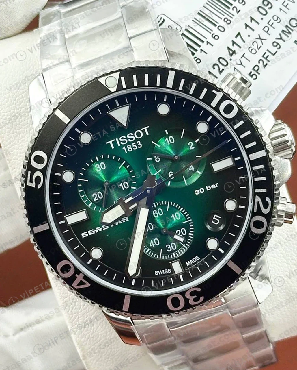 Tissot Seastar Yeşil Kronograf Çelik Bileklik Eta Saat profil