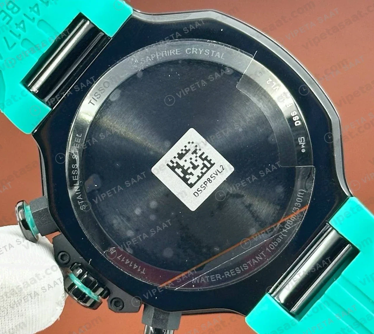 Tissot Supersport Siyah Kronograf Turkuaz Eta Saat detay görünüm
