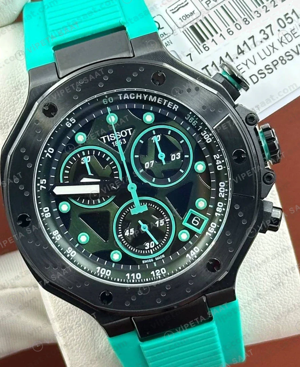 Tissot Supersport Siyah Kronograf Turkuaz Eta Saat profil