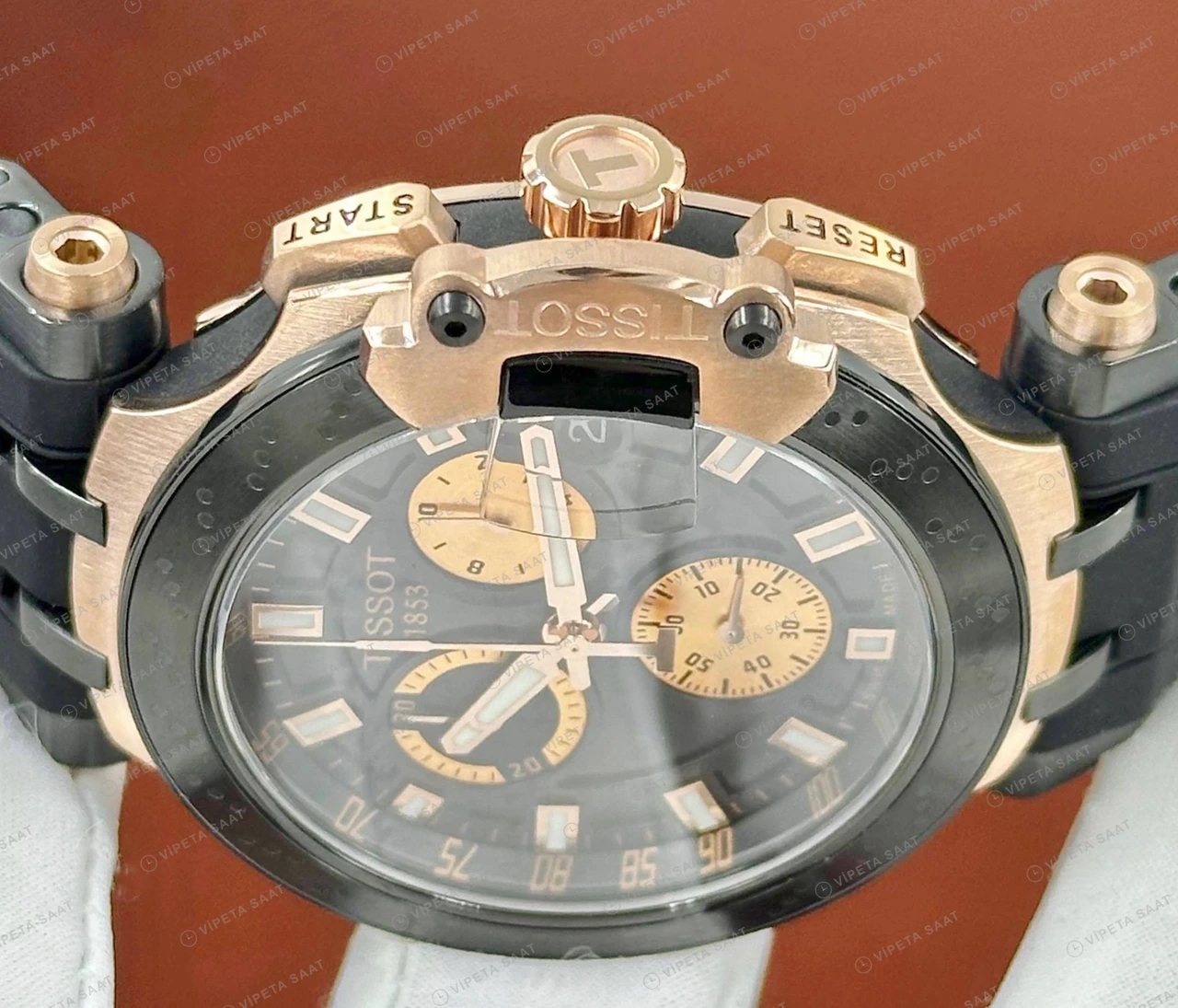 Tissot T-Race Mavi Altın Kronograf Kauçuk Super Clone ETA Saat detay 3