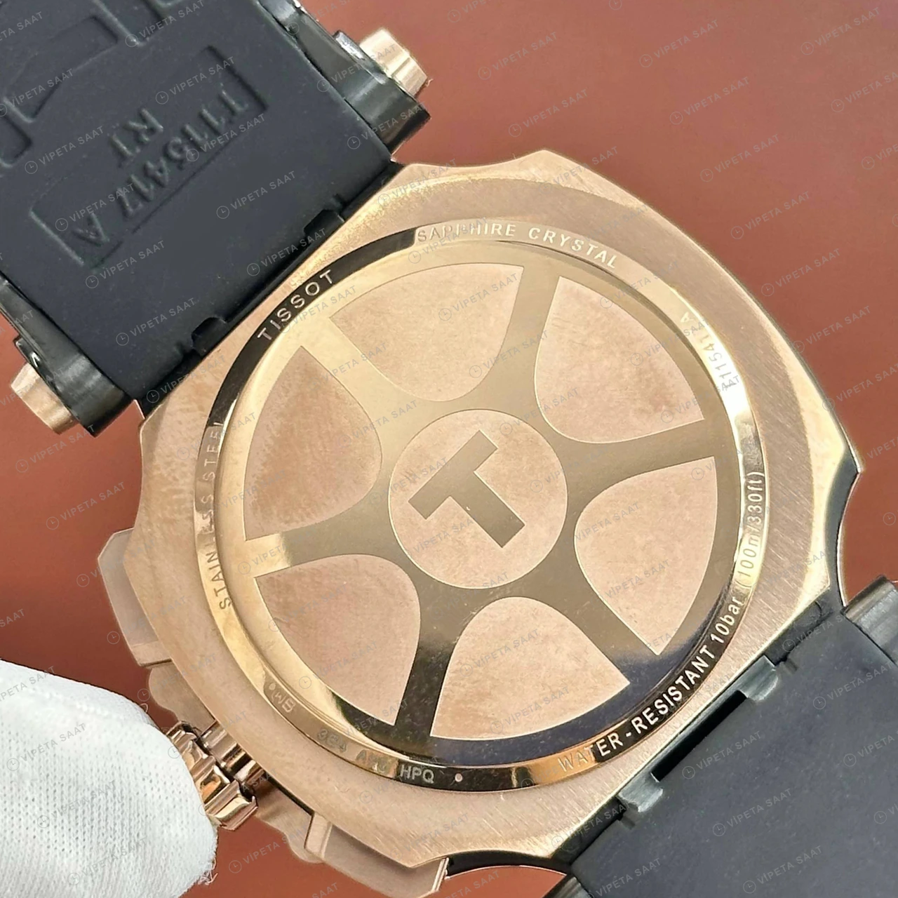 Tissot T-Race Mavi Altın Kronograf Kauçuk Super Clone ETA Saat detay 4