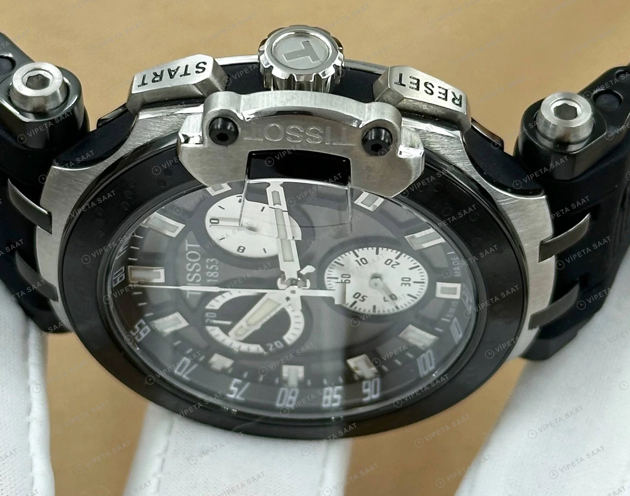 Tissot T-Race Siyah Kronograf Kauçuk Motosiklet Super Clone ETA Saat detay 4