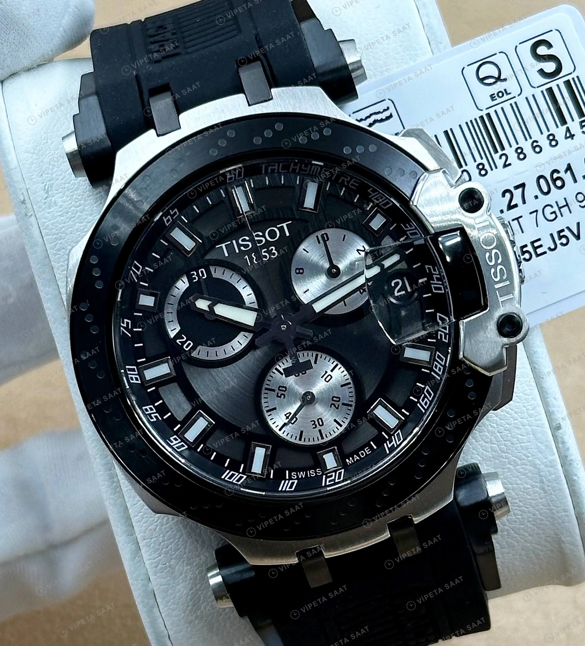 Tissot T-Race Siyah Kronograf Kauçuk Motosiklet Super Clone ETA Saat detay 6