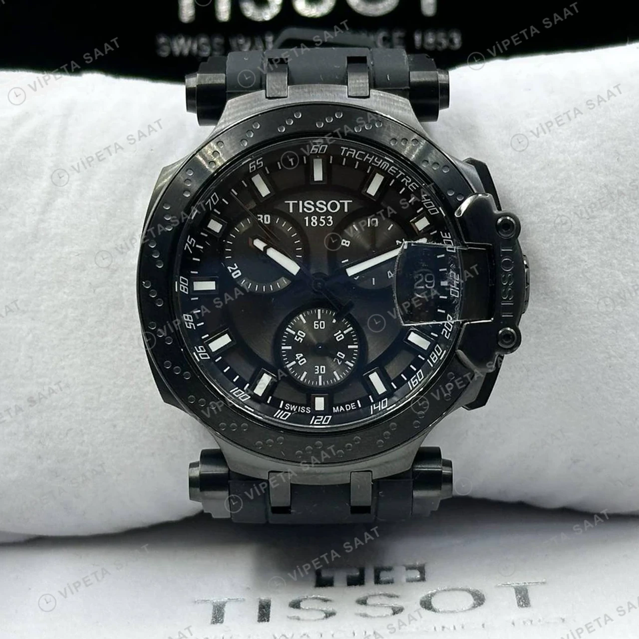 Tissot T-Race Siyah Kronograf Kauçuk Super Clone ETA Saat detay 4