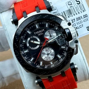 Tissot T-Race Siyah Kronograf Kırmızı Kauçuk Gece Super Clone ETA Saat detay 6