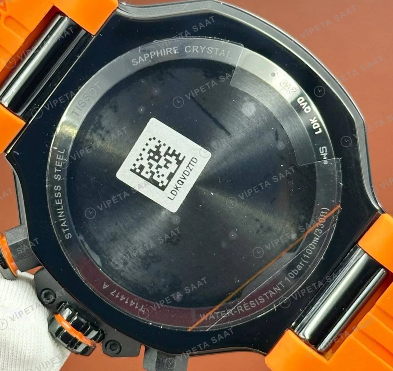 Tissot T-Race Siyah Kronograf Turuncu Kauçuk Gece Super Clone ETA Saat detay 4