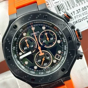 Tissot T-Race Siyah Kronograf Turuncu Kauçuk Gece Super Clone ETA Saat detay 6