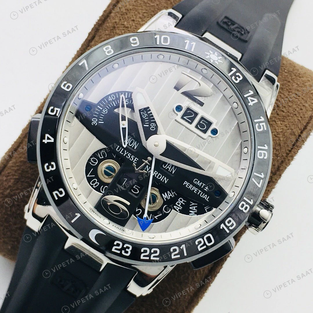 Ulysse Nardin El Toro GMT Perpetual Beyaz Kadran Çelik Super Clone ETA Eta Saat detay 7