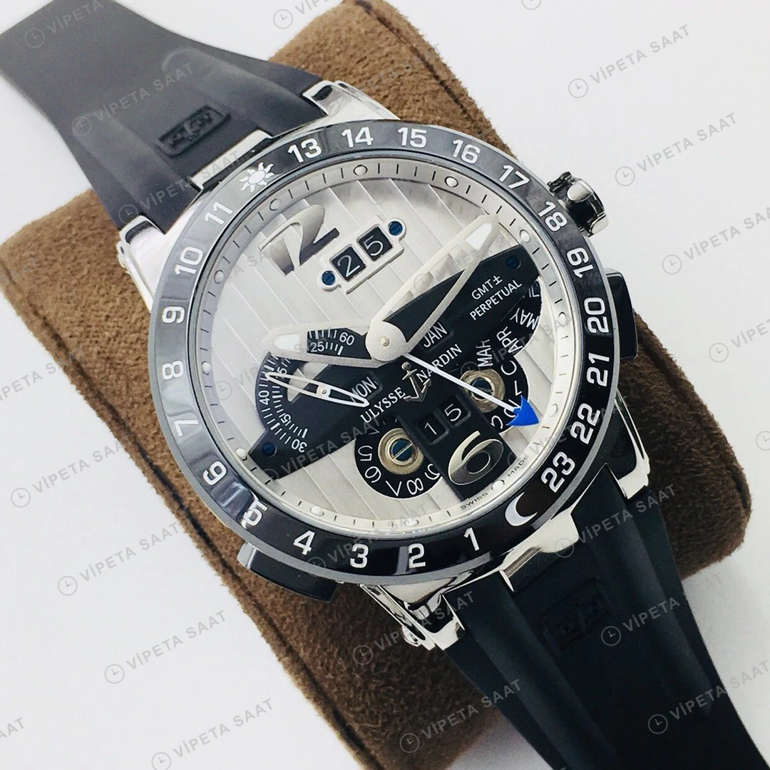 Ulysse Nardin El Toro GMT Perpetual Beyaz Kadran Çelik Super Clone ETA Eta Saat detay 8
