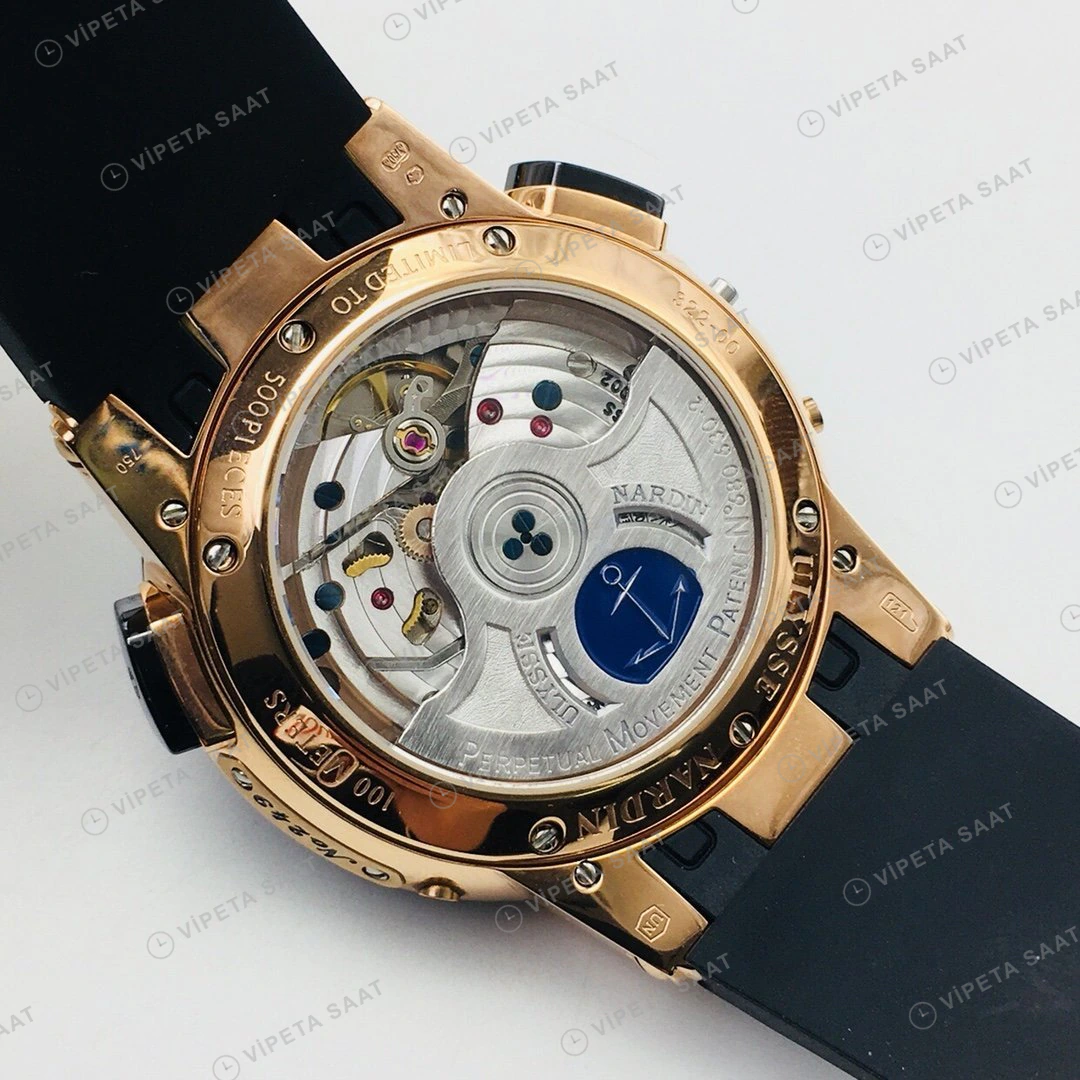 Ulysse Nardin El Toro GMT Perpetual Beyaz Kadran Rose Gold Kauçuk 43mm Super Clone ETA Eta Saat detay 9