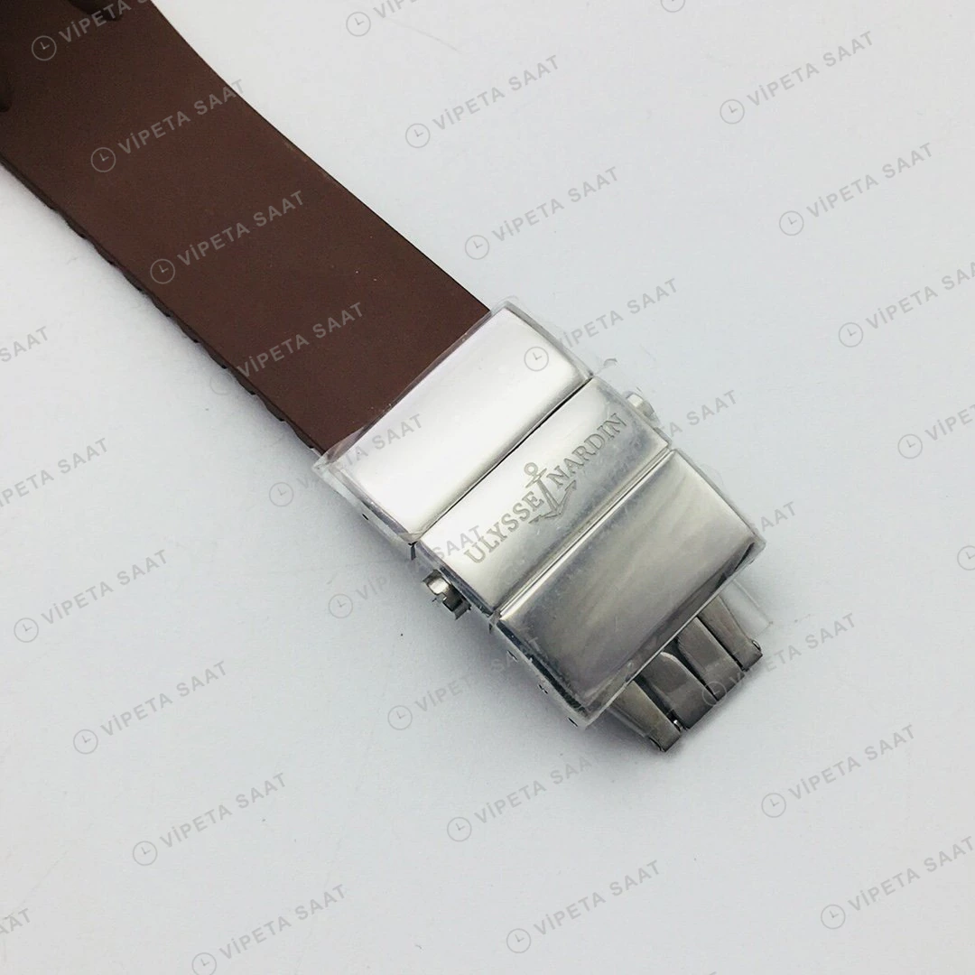 Ulysse Nardin El Toro GMT Perpetual Kahve Kadran Çelik Kauçuk 43mm Super Clone ETA Eta Saat detay 4