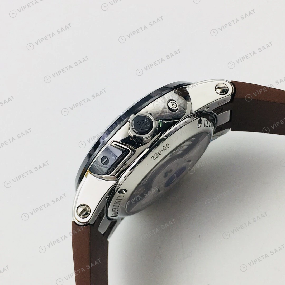 Ulysse Nardin El Toro GMT Perpetual Kahve Kadran Çelik Kauçuk 43mm Super Clone ETA Eta Saat detay 5