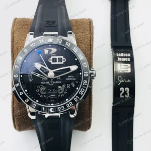 Ulysse Nardin El Toro GMT Perpetual Siyah Kadran Çelik Super Clone ETA Eta Saat detay 7