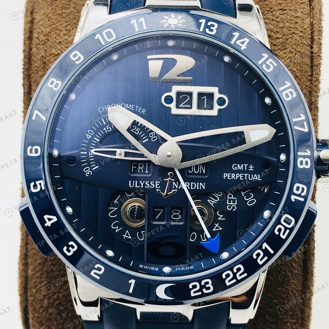 Ulysse Nardin El Toro Mavi Kadran Çelik Super Clone ETA Eta Saat detay 4