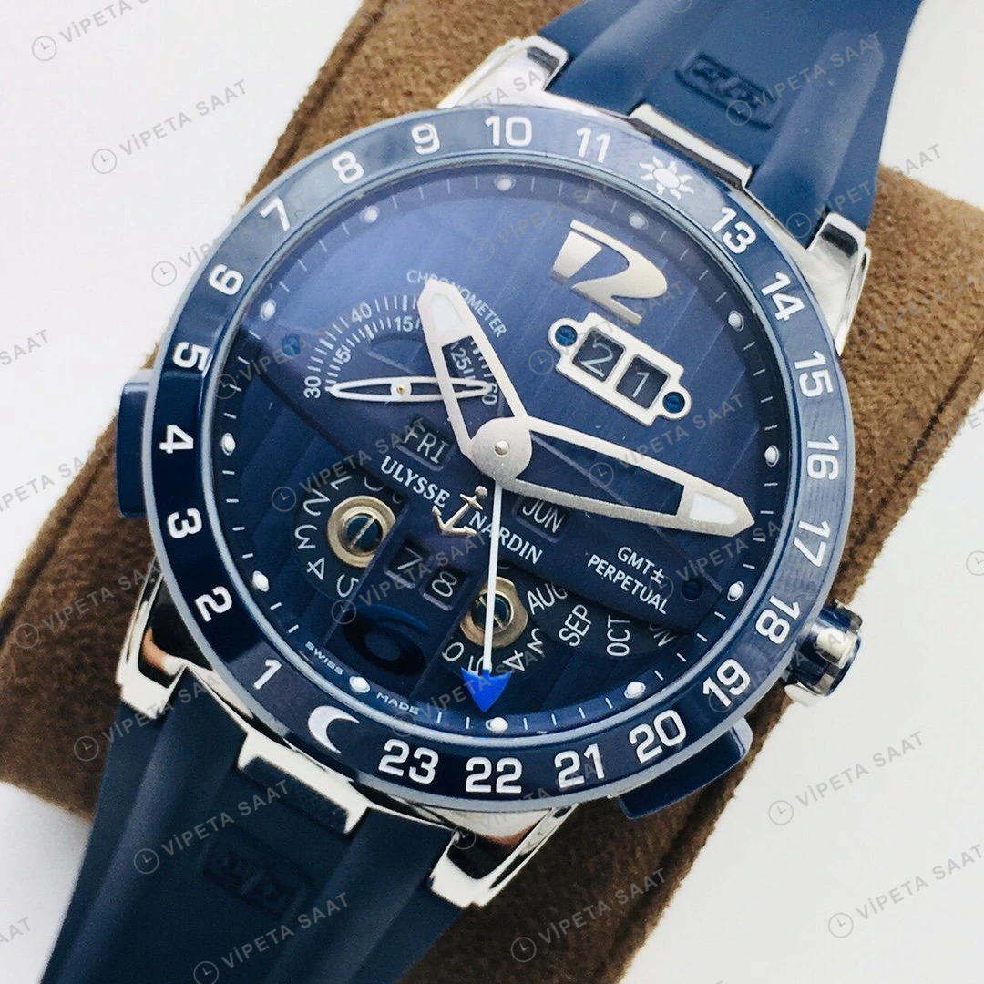 Ulysse Nardin El Toro Mavi Kadran Çelik Super Clone ETA Eta Saat detay 6